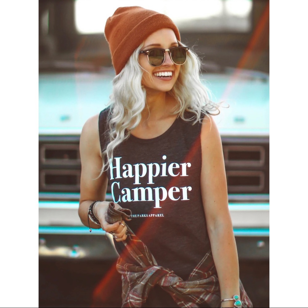 The Parks Apparel Happier Camper Muscle Tank!